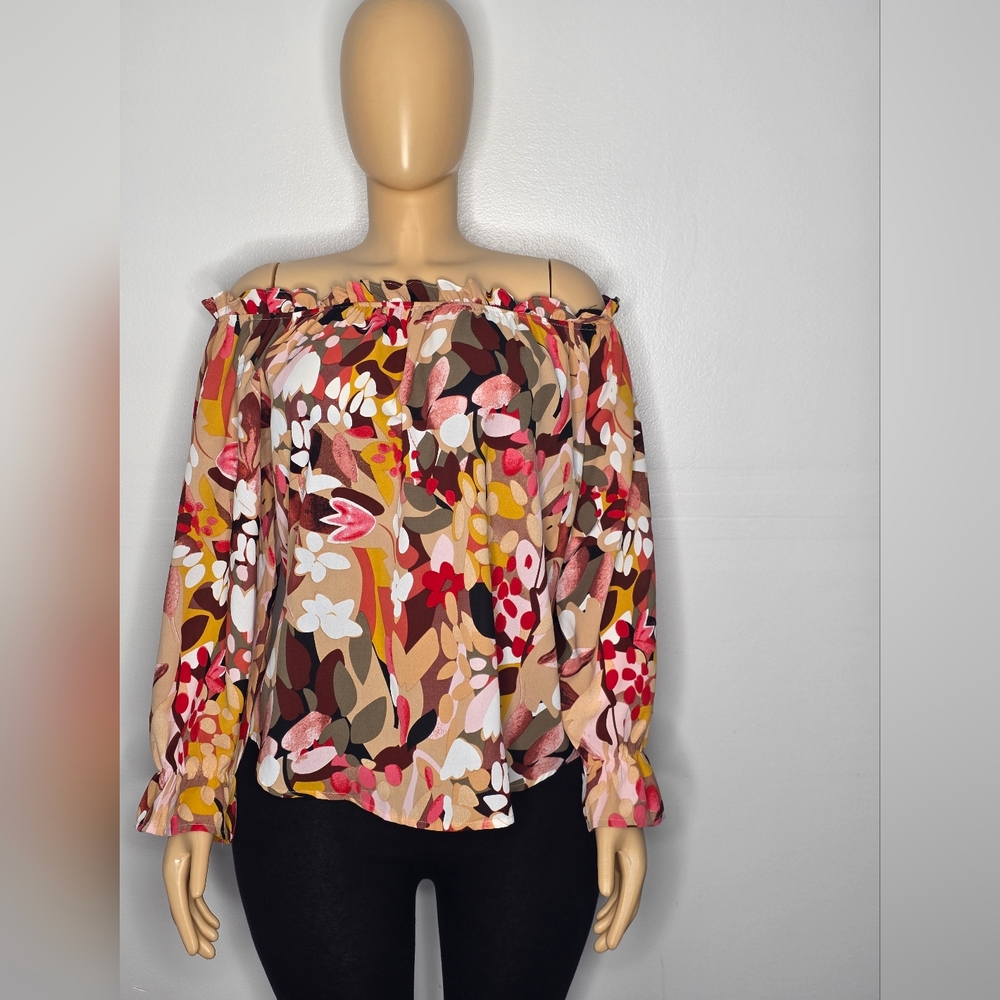 Floral Multicolor Women's Top Size L